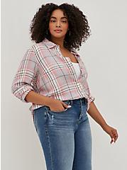 Lizzie Button-Up Shirt - Twill Plaid Grey & Pink, PLAID - GREY, hi-res