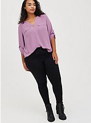 Plus Size Harper Pullover Blouse - Georgette Purple, GRAPE, alternate
