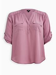 Plus Size Harper Pullover Blouse - Georgette Purple, GRAPE, hi-res