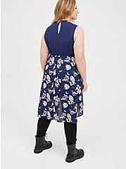 Plus Size Hi-Lo Halter Tunic - Georgette Floral Blue , FLORAL BLUE, alternate