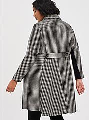 Plus Size Statement Coat - Woolen Houndstooth Black & White, MULTI, alternate