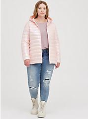 Lightweight Packable Puffer Jacket - Nylon Metallic Pink, DIAMOND - PINK, alternate