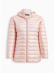 Lightweight Packable Puffer Jacket - Nylon Metallic Pink, DIAMOND - PINK, hi-res