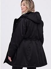Plus Size Fur-Lined Parka - Nylon Black, DEEP BLACK, alternate
