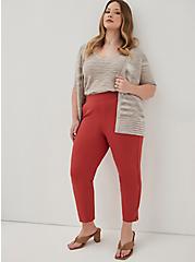 Pull-On Relaxed Taper Studio Luxe Ponte High-Rise Pant, RED, alternate