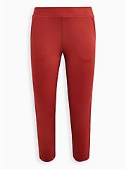 Pull-On Relaxed Taper Studio Luxe Ponte High-Rise Pant, RED, hi-res