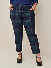Pull-On Relaxed Taper Studio Luxe Ponte High-Rise Pant, PLAID BLUE, alternate