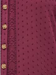 Plus Size Button Front Blouse - Embroidered Dark Purple Wash, VIOLET, alternate