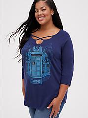 Plus Size Strappy Notch Top - Her Universe Dr. Who , PEACOAT, hi-res