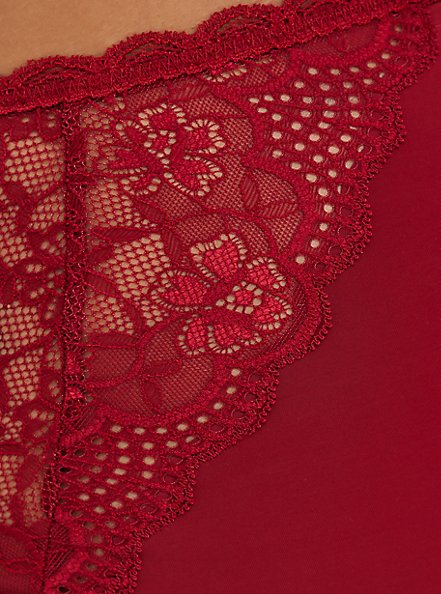 Cheeky Panty - Lace & Microfiber Red , BIKING RED, alternate
