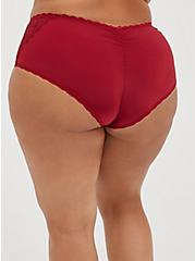 Plus Size Cheeky Panty - Lace & Microfiber Red , BIKING RED, alternate