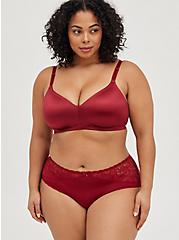 Plus Size Cheeky Panty - Lace & Microfiber Red , BIKING RED, alternate