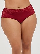 Cheeky Panty - Lace & Microfiber Red , , hi-res