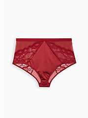 High Waist Cheeky Panty - Microfiber Lace & Mesh Red, BIKING RED, hi-res