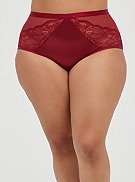 High Waist Cheeky Panty - Microfiber Lace & Mesh Red, , hi-res