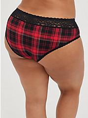 Plus Size Second Skin Hipster Panty - Wide Lace Plaid Red, NY PLAID, alternate