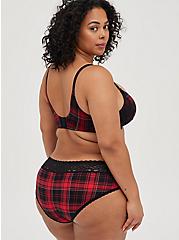 Plus Size Second Skin Hipster Panty - Wide Lace Plaid Red, NY PLAID, alternate