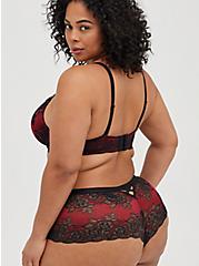 Plus Size Boudoir Lattice Back Cheeky Panty - Red & Black, BIKING RED, alternate