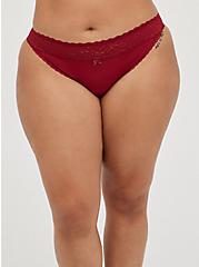 Wide Lace Trim Bikini Panty -  Microfiber Red, BIKING RED, hi-res