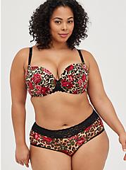 Plus Size Push Up T-shirt Bra - Leopard Floral with 360° Back Smoothing™, TRADITIONAL ROSES, alternate
