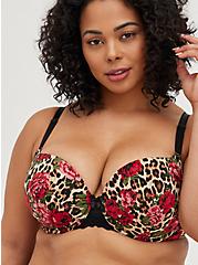Push Up T-shirt Bra - Leopard Floral with 360° Back Smoothing™, TRADITIONAL ROSES, hi-res