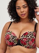 Push Up T-shirt Bra - Leopard Floral with 360° Back Smoothing™, , hi-res