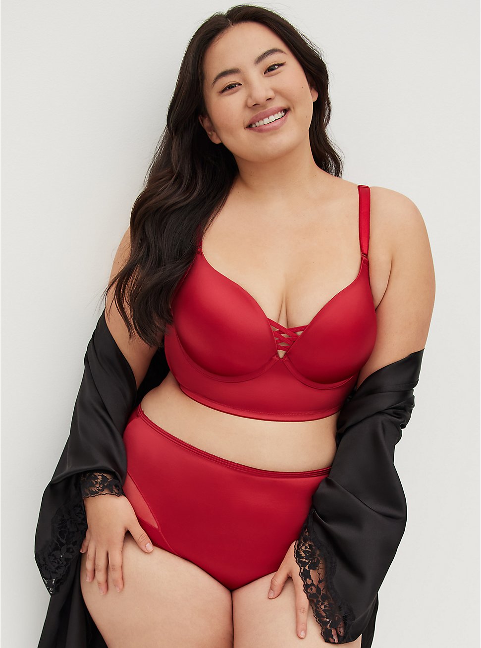 Longline XO Push Up Bra - Shine Red with 360° Back Smoothing™, JESTER RED, hi-res