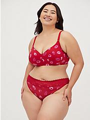 Plus Size Lightly Lined Everyday Wire Free Bra - Lips Red with 360° Back Smoothing™, HOLIDAY LIPS- RED, alternate
