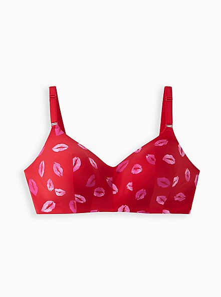 Lightly Lined Everyday Wire Free Bra - Lips Red with 360° Back Smoothing™, HOLIDAY LIPS- RED, hi-res