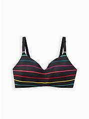 Lightly Lined Everyday Wire-Free Bra - Microfiber Rainbow Stripe Black with 360° Back Smoothing™, OPTIMIST STRIPE, hi-res