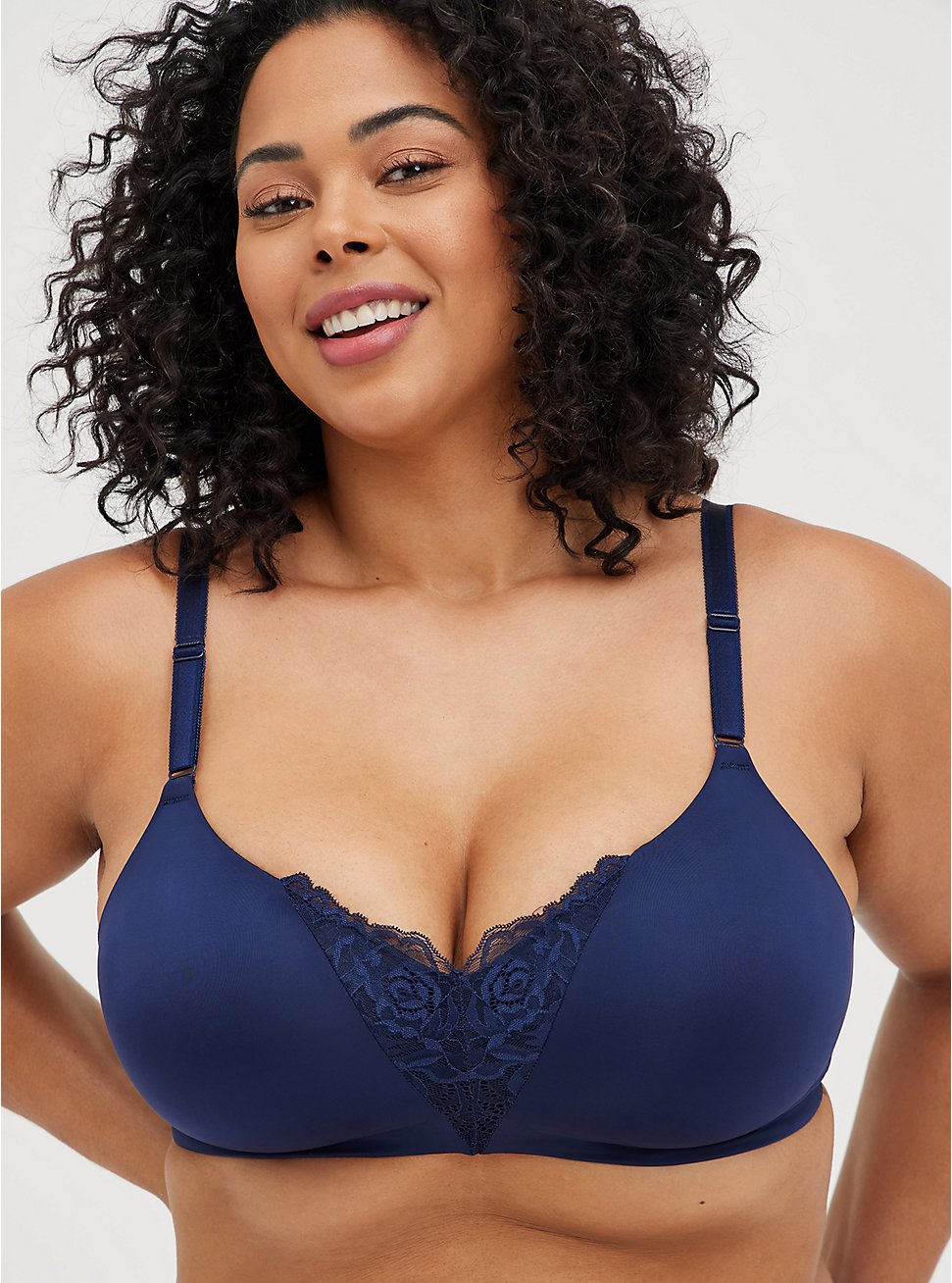 Wire-Free Lightly Lined Lace Inset 360° Back Smoothing™ Bra, PEACOAT, hi-res
