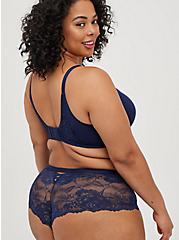 Plus Size Lightly Lined Wirefree Everyday Bra - Navy with 360° Back Smoothing™ , PEACOAT, alternate