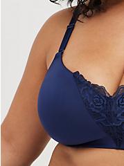 Plus Size Lightly Lined Wirefree Everyday Bra - Navy with 360° Back Smoothing™ , PEACOAT, alternate