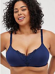 Plus Size Lightly Lined Wirefree Everyday Bra - Navy with 360° Back Smoothing™ , PEACOAT, hi-res