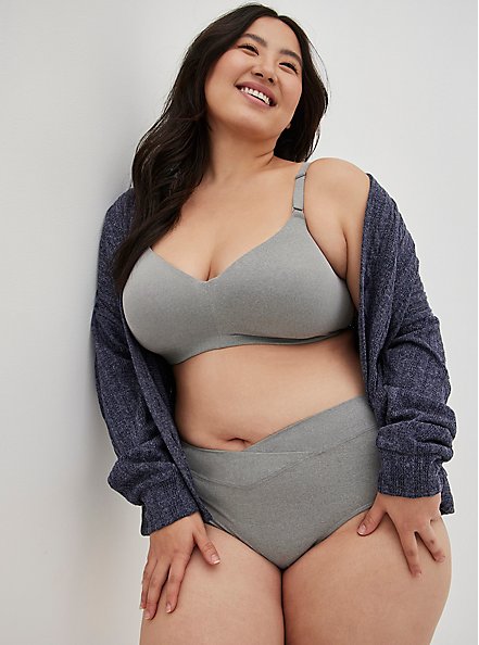 Lightly Lined Everyday Wire-Free Bra - Microfiber Heather Grey with 360° Back Smoothing™, HEATHER GREY, hi-res