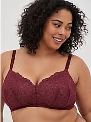 Lightly Lined Everyday Wire-Free Bra - Lace Red with 360° Back Smoothing™, ZINFANDEL, alternate