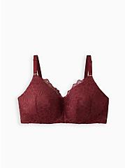 Lightly Lined Everyday Wire-Free Bra - Lace Red with 360° Back Smoothing™, ZINFANDEL, hi-res