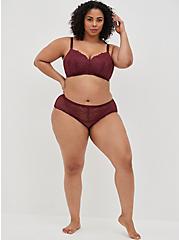 Plus Size Lightly Lined Everyday Wire-Free Bra - Lace Red with 360° Back Smoothing™, ZINFANDEL, alternate