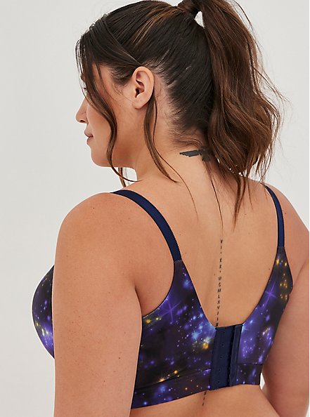 Lightly Lined Longline Wire-Free Bra - Microfiber Deep Blue with 360° Back Smoothing™, GALAXY, alternate