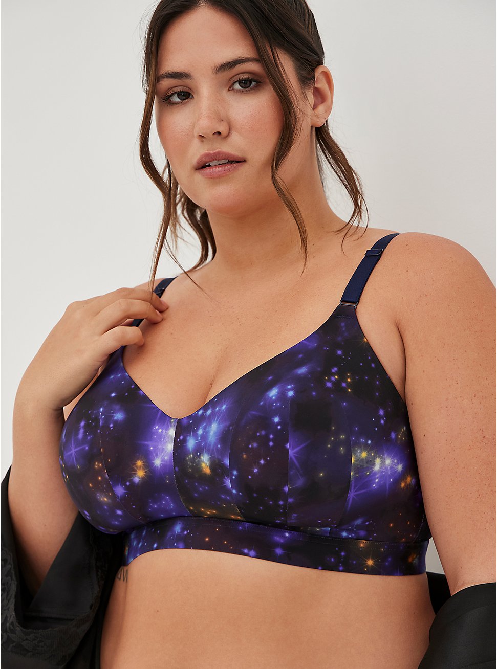 Lightly Lined Longline Wire-Free Bra - Microfiber Deep Blue with 360° Back Smoothing™, GALAXY, hi-res