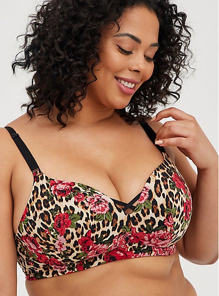 Everyday Push Up Wire Free Bra - Floral Leopard with 360° Back Smoothing™, LEOPARD ROSE, hi-res