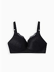 Plus Size Push-Up Wire-Free Bra - Lace Black with 360° Back Smoothing™, RICH BLACK, hi-res