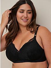 Plus Size Push-Up Wire-Free Bra - Lace Black with 360° Back Smoothing™, RICH BLACK, hi-res