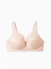 Plus Size Push-Up Wire-Free Bra  - Lace Pink with 360° Back Smoothing™, LOTUS PINK, hi-res