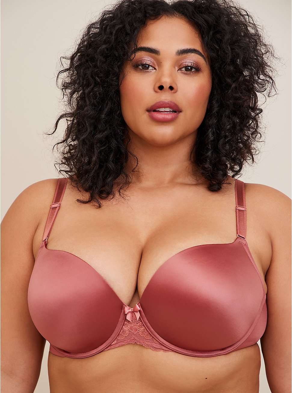 Plus Size T-Shirt Push-Up Smooth 360 Back Smoothing Bra, WITHERED ROSE PINK, hi-res