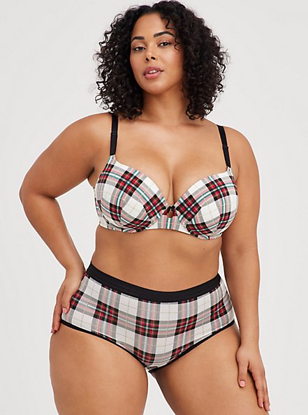Lightly Lined T-Shirt Bra - Plaid White And Red with 360° Back Smoothing™, NEXT TARTAIN PLAID- RED, alternate
