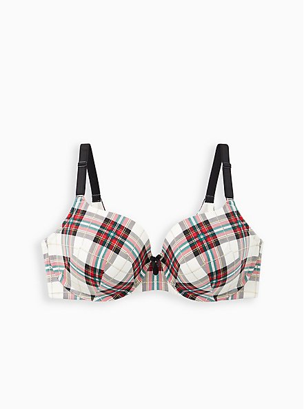 Lightly Lined T-Shirt Bra - Plaid White And Red with 360° Back Smoothing™, NEXT TARTAIN PLAID- RED, hi-res
