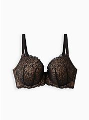 Lightly Lined T-Shirt Bra - Lace Black & Rose, RICH BLACK AND ROEBUCK BEIGE, hi-res