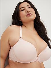 Plus Size Front-Closure Lightly Lined T-Shirt Bra - Pink with Racerback, PINK DOGWOOD POLIGNAC DIP DYE, alternate