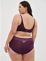 Plus Size Full Coverage Balconette Bra - Lace Trim Purple with 360° Back Smoothing™ , BLACKBERRY WINE, alternate